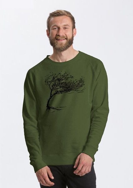 Peaces.bio - handbedruckte Biomode Bio Herren-Sweatshirt Windy Tree