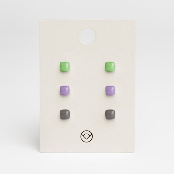 ALEXASCHA 3er Set Ohrringe bunt • Geometrische Ohrstecker aus Glas