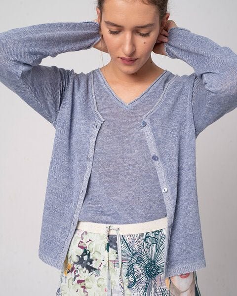 Thumbnail - Alma & Lovis Strickjacke aus Bio-Baumwolle und Leinen | Cot-Lin Jacket