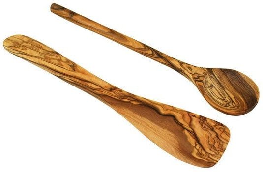 Olivenholz erleben 2-tlg. Set: Pfannenwender und Kochlöffel aus Olivenholz