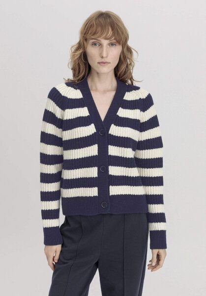 hessnatur Strickjacke Streifen Relaxed aus Bio-Merinowolle mit Bio-Baumwolle