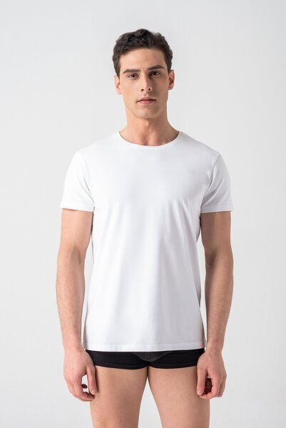 Thumbnail - Burnell & Son Unterhemd Herren 3er Pack mit Rundhals - Extra Lang mit Kurzarm Basic Slim Fit