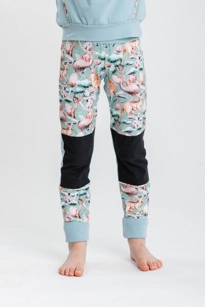 Babbily Verstellbare Kinderleggings mit verstärkten Knien - mitwachsend. Bio-Baumwolle