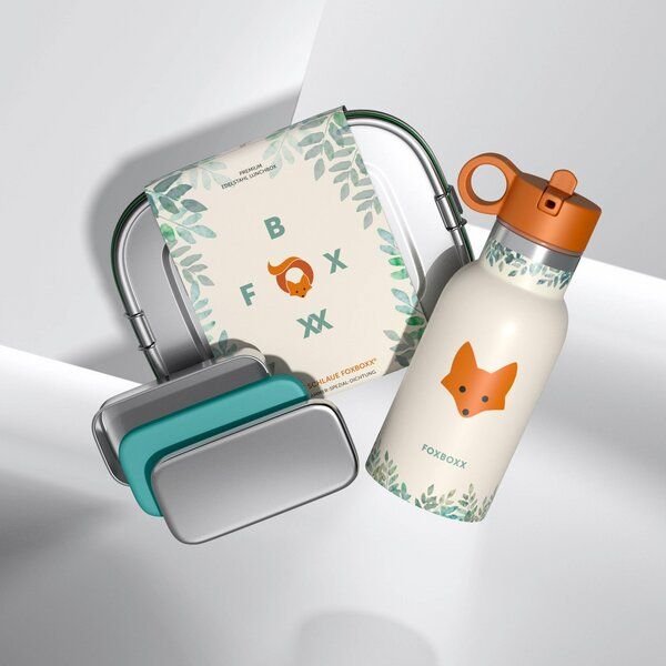 FOXBOXX Schulset,- FOX Special Lunchbox 800/1200ml Edelstahl, SnackBox, Flasche