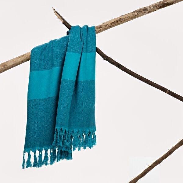 HängemattenGlück Hamamtuch/Strandtuch, handgewebt, flauschig, Bio-Baumwolle, GOTS-zertifiziert, 100x180cm