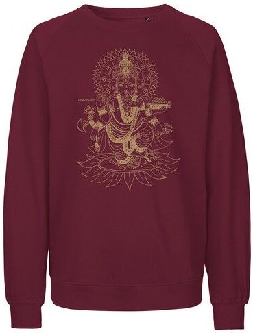 Peaces.bio - handbedruckte Biomode Bio Damen-Sweatshirt Loose Fit Ganesha