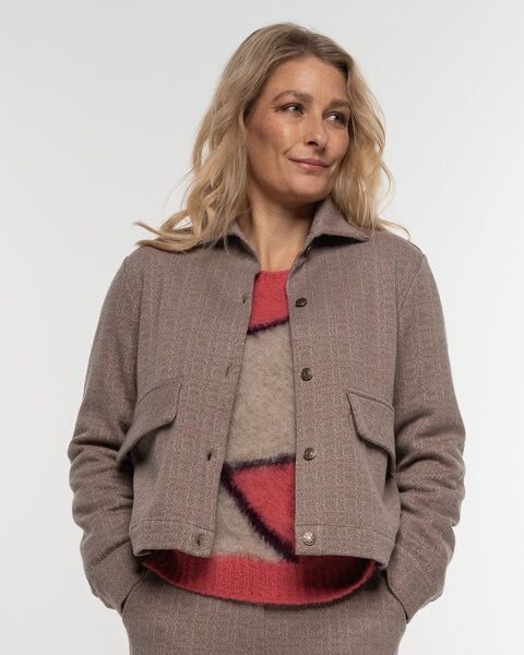 Alma & Lovis Edle Jacke in Karo-Melange aus feiner Bio-Baumwolle | Karo Jacke