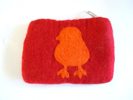 short'n'pietz handgefilztes Portemonnaie mit Reißverschluß aus 100% Schafwolle