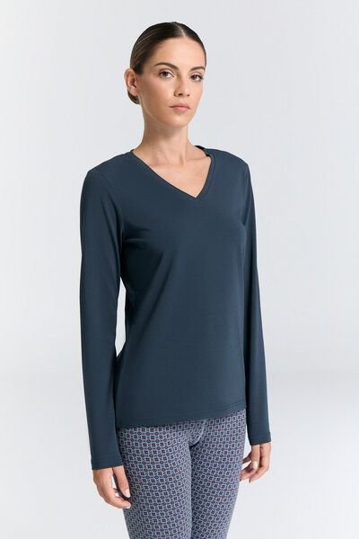 Leela Cotton Damen V-Neck Langarmshirt