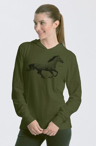 Peaces.bio - handbedruckte Biomode Bio-Jersey-Kapuzensweater Horsepower