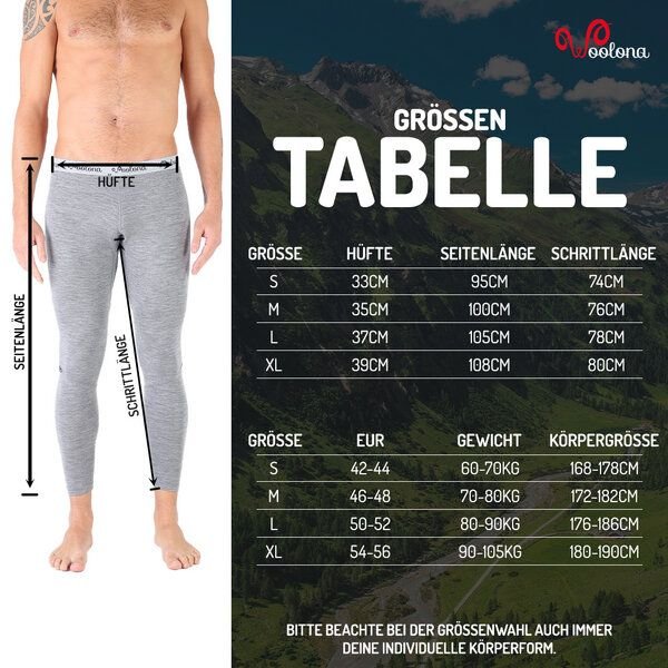 Woolona Lange Unterhose - PATCH - 100% Merinowolle