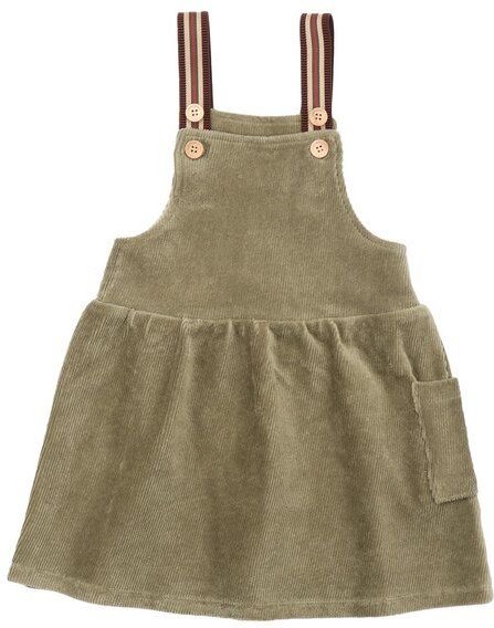 Kleid Cord Grün Bio-Baumwolle Walkiddy - Nachhaltig, GOTS-zertifiziert, Burnt Olive, langärmelig, umweltfreundlich, haut...