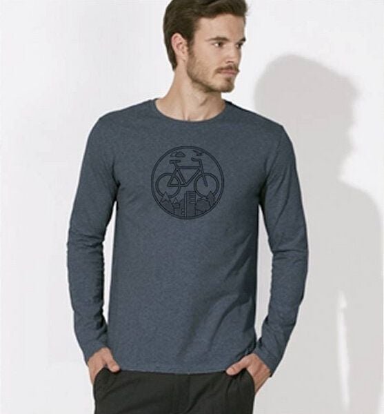 Picopoc Fahrrad / Bike / Stadt / Land / Natur / outdoor / Langarm T-Shirt in Blau & Schwarz