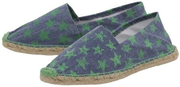 Japanwelt Espadrilles Espadrilles Canvas Unisex Sommerlatschen Leinen Sterne grün-blau