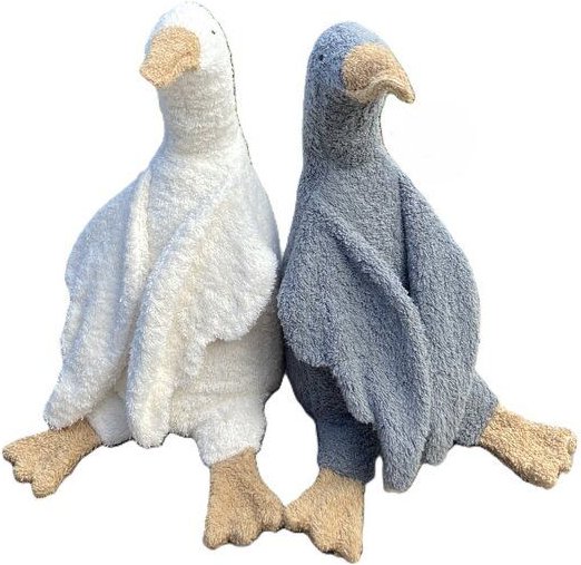 Efie 2er Set Bio-Kuscheltier Gänse groß, weiß + grau – Bio Baumwolle (KBA), recycelte Füllung, waschbar & Allergiker gee...