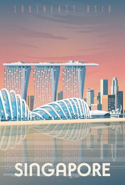 Photocircle Poster / Leinwandbild - Singapur Vintage Travel Wandbild