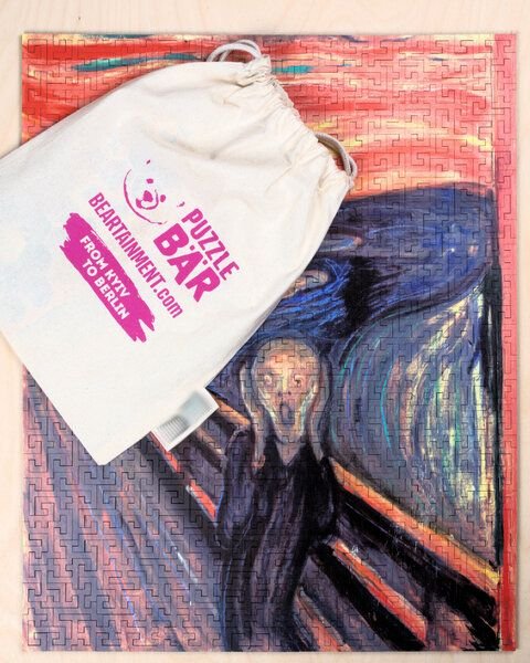 PUZZLE BÄR Holzpuzzle „Edvard Munch - Der Schrei“, Teile im Labyrinth-Schnitt