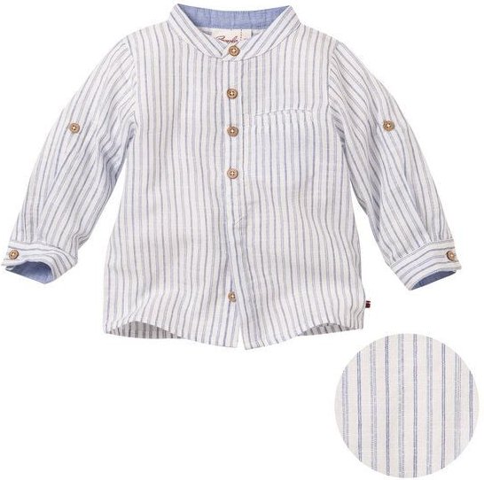 People Wear Organic Langarm-Hemd, weiß-blau gestreift, aus Bio-Baumwolle