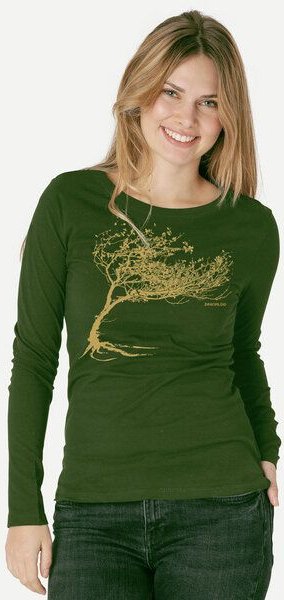 Peaces.bio - handbedruckte Biomode Bio-Damen-Langarmshirt Windy Tree