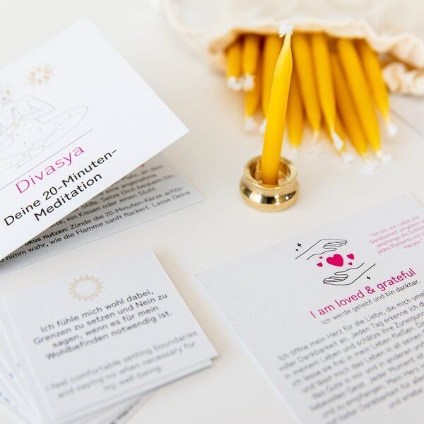 Divasya Geschenkset | 20-Minuten-Kerzen für Meditation & Achtsamkeit | I am loved & grateful
