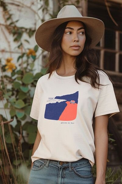 Kultgut Biofair - Artdesign - Recyceltes Bio- Baumwolle- off white / Driving my way Shirt