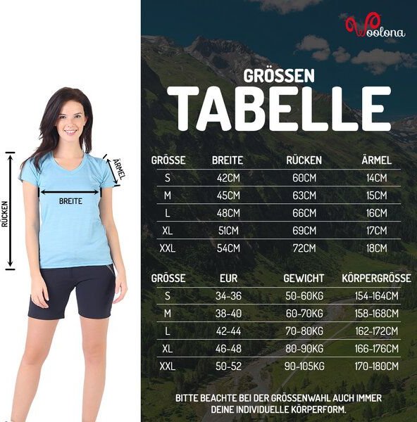 Woolona V-Shirt - CALIMA - 100% Merinowolle