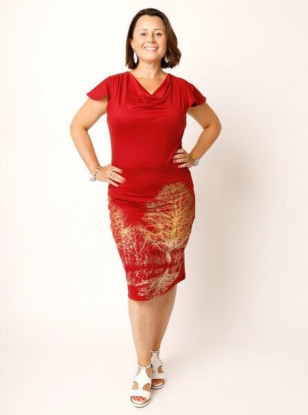 Peaces.bio - handbedruckte Biomode Wende-Bleistiftrock