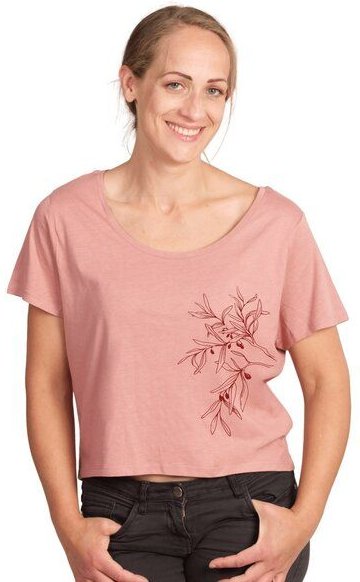 Life-Tree Ecovero Shirt für Damen "Olive Branch" in Fern Green/Dusty Pink