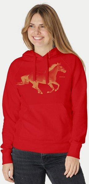 Peaces.bio - handbedruckte Biomode Bio-Damen-Kapuzensweater Horsepower