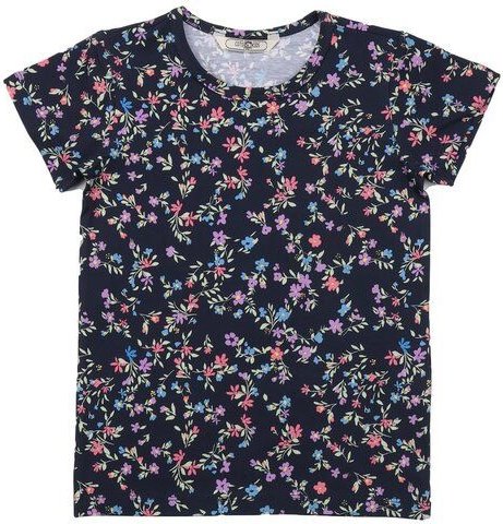 Cotokids Kinder T-Shirt aus Baumwolle dunkelblau mit buntem Allover-Muster – Walkiddy