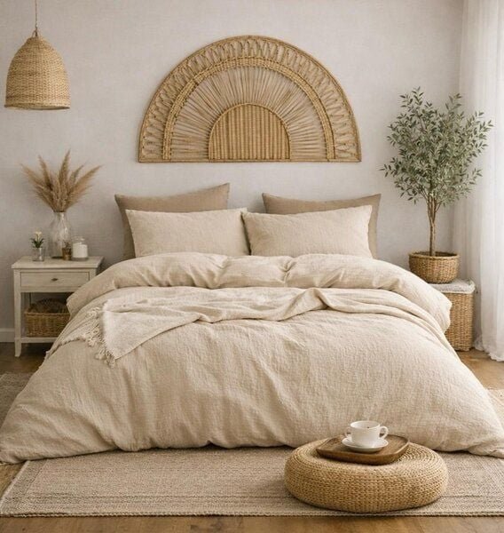 Sandiik Musselin Bettwäsche „Oat Beige“ – aus Biobaumwolle
