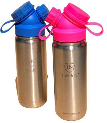 JN JuNiki's 2er Set JuNiki´s® eco line isolierte Edelstahl Trinkflasche 550ml - Blau / Pink