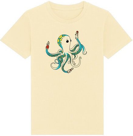 Spangeltangel Kinder-T-Shirt "Oktopus", bedruckt, Biobaumwolle