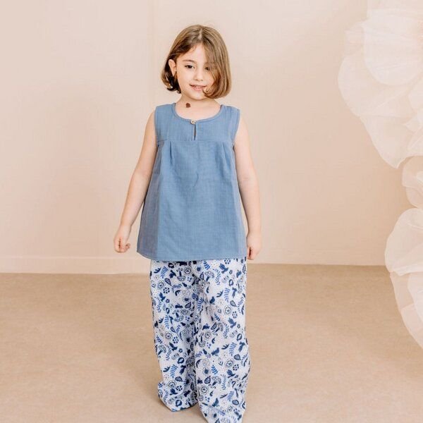 Kinder Blusentop GOTS-zertifiziert aus Bio-Baumwolle blau – Walkiddy