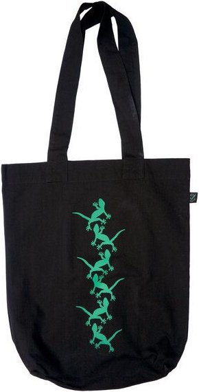 HANDGEDRUCKT "Geckos" Shopper aus BAUMWOLLE kbA