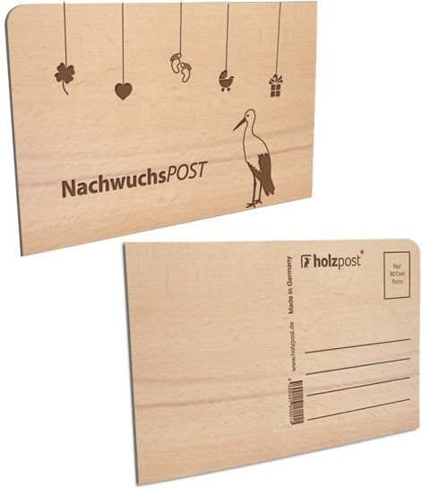 holzpost Nachwuchspost Postkarte aus Holz