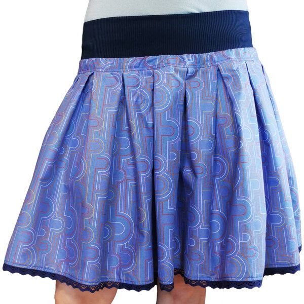 liebewicht FaltenRock Rock blau bunt gemustert für Damen aus Biobaumwolle