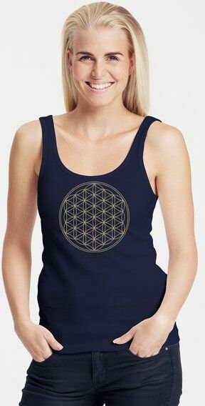 Peaces.bio - handbedruckte Biomode Bio Damen Tank-Top "Die Blume des Lebens"