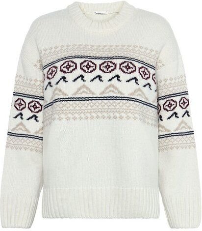 KnowledgeCotton Apparel Rundhals-Pullover mit Strickmuster aus Lammwolle RWS