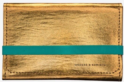 ANDERS & KOMISCH Portemonnaie Damen Mittelgroß.Schmal.Vegan - A&K KOMPAKT Gold