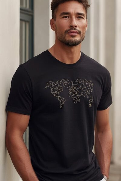 Kultgut T-Shirt mit Motiv / Worldmap