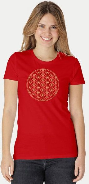 Peaces.bio - handbedruckte Biomode Bio-Damen-T-Shirt Die Blume des Lebens