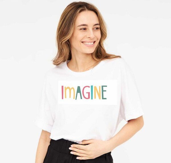 WiDDA berlin T-Shirt IMAGINE weiß aus Bio-Baumwolle