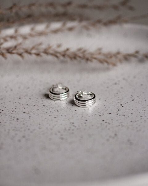 lille mus Mini-Creolen 'Streifen' 925 Silber / vergoldet