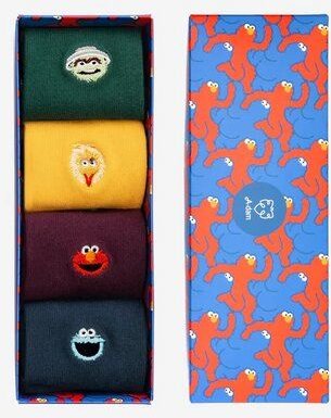 A-Dam Socken mit Stickerei. Sesamstrassen Motiv - 4er Pack