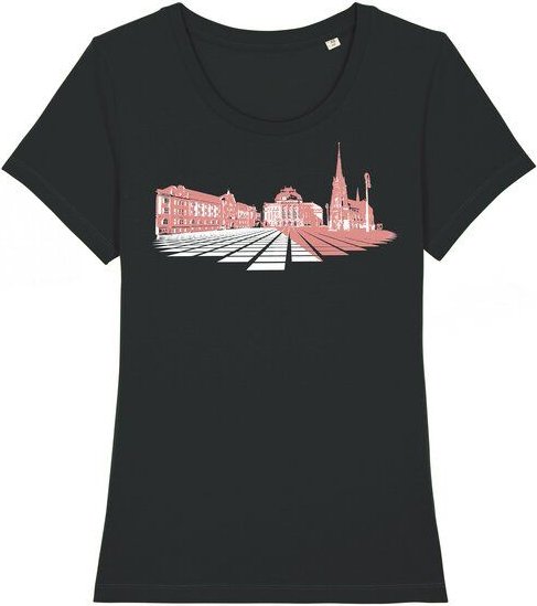 Spangeltangel Damen T-Shirt „Opernplatz“, für Frauen, Stadt, bedruckt, Biobaumwolle