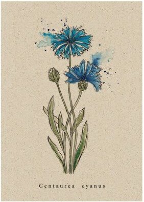 matabooks® Vintage botanische A6 Postkarte mit Blumenmotiv aus nachhaltigem Graspapier