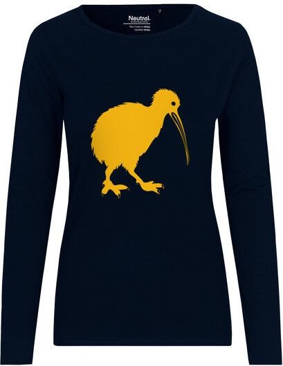 HANDGEDRUCKT "Kiwi" Frauen Longsleeve aus reiner Biobaumwolle (kbA)