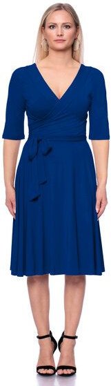 Ingoria AVA wendbares Wickelkleid 3/4 Arm mit schwingendem Rock (Uni)