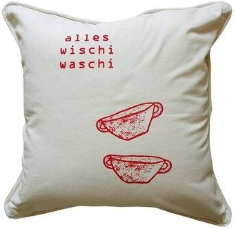 Cherry Bomb Bio Kissenbezug, 45x45 cm, Alles Wischi Waschi, Siebdruck handbedruckt